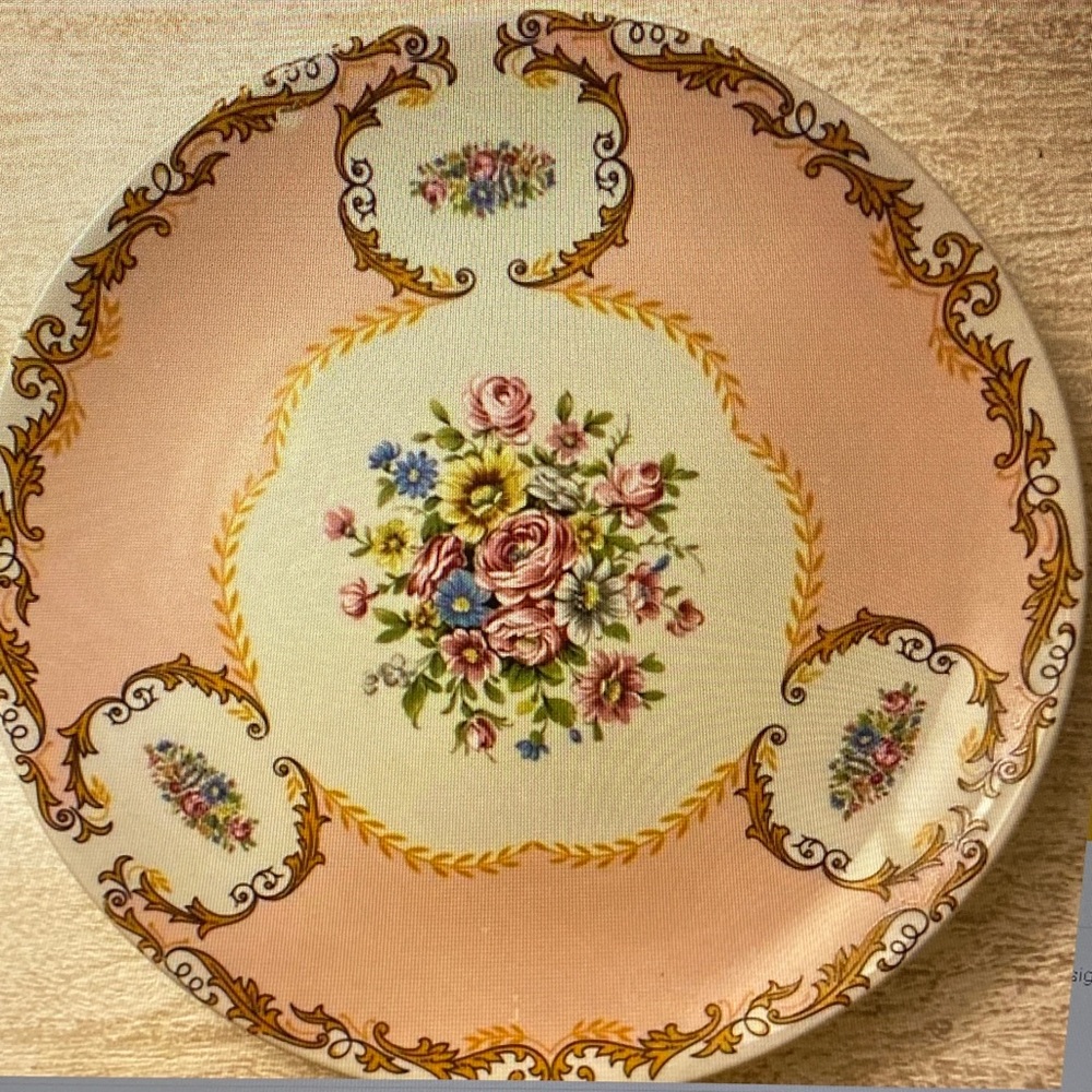 Limoges Pink and Cream Floral Plate